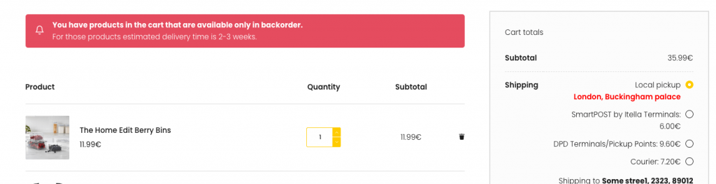 How to display Woocommerce backorder notification on cart and checkout page?